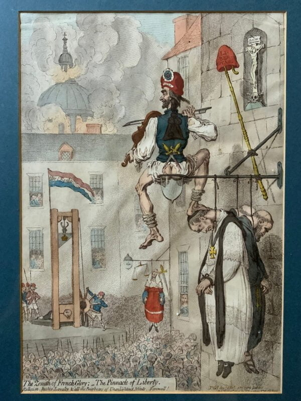 JAMES GILLRAY HAND COLOURED PRINT / ETCHING THE ZENITH OF FRENCH GLORY Southgate Auction Rooms