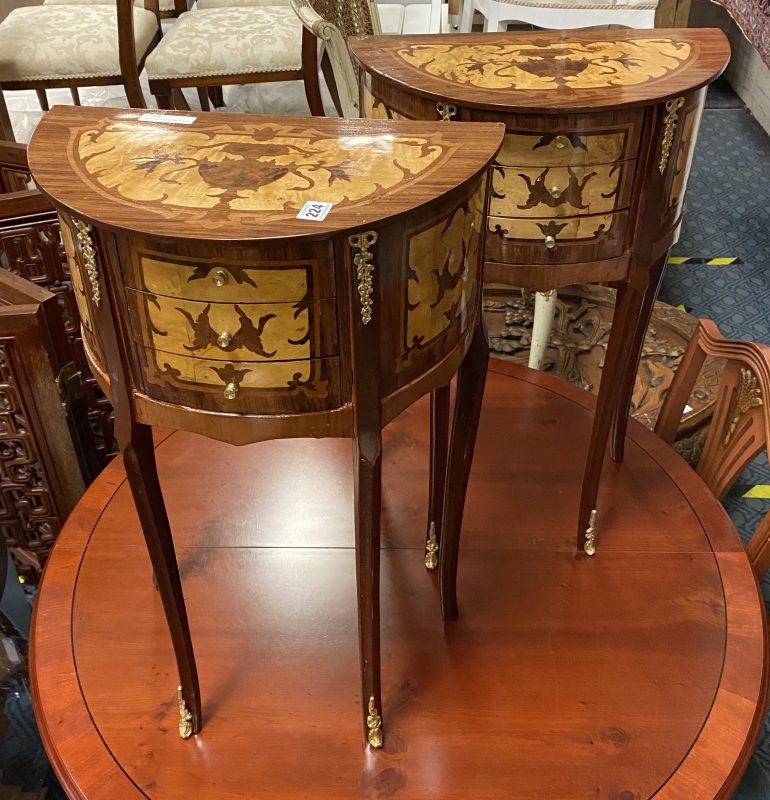 PAIR OF INLAID HALF MOON TABLES Southgate Auction Rooms