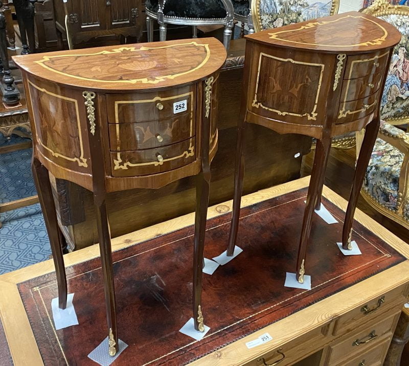 PAIR OF INLAID HALF MOON TABLES Southgate Auction Rooms