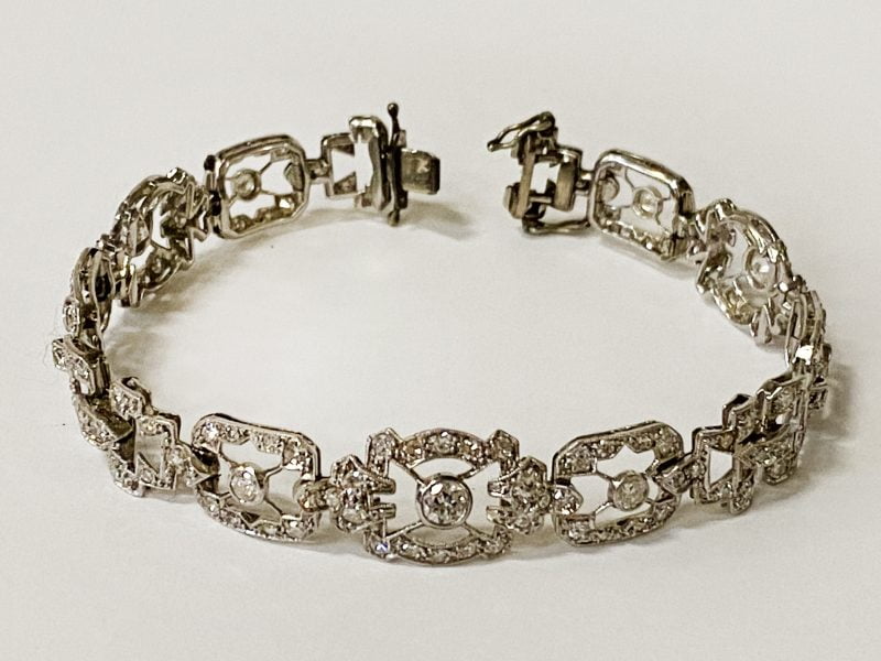 ART DECO GOLD & DIAMOND TENNIS BRACELET 18.97 GRAMS APPROX