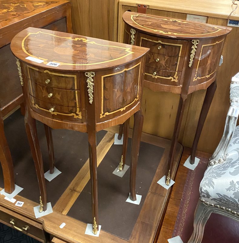 PAIR OF INLAID HALF MOON TABLES Southgate Auction Rooms