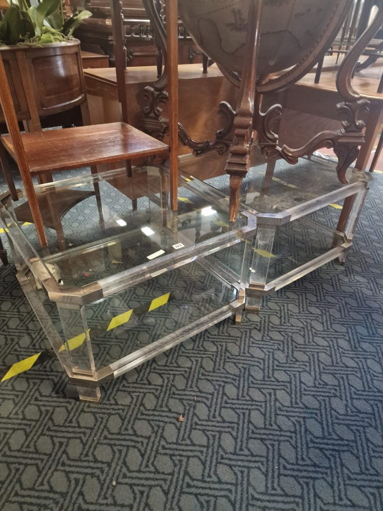 PAIR OF PERSPEX & CHROME SIDE TABLES Southgate Auction Rooms
