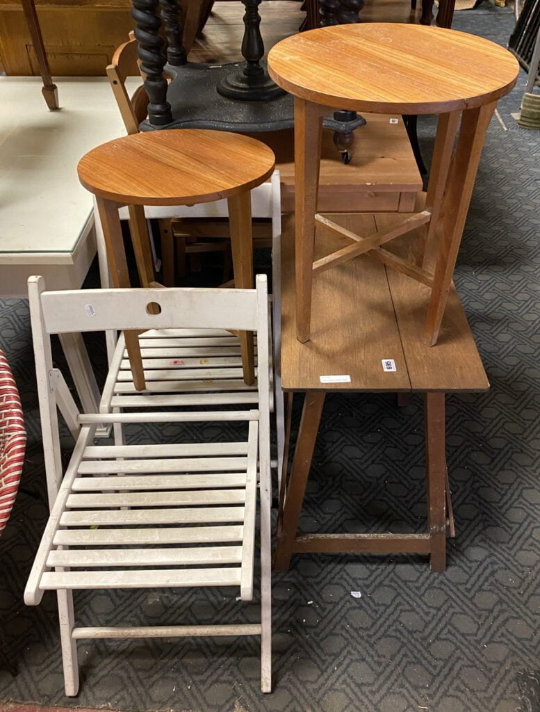 TWO FOLDING CHAIRS & TABLE Southgate Auction Rooms