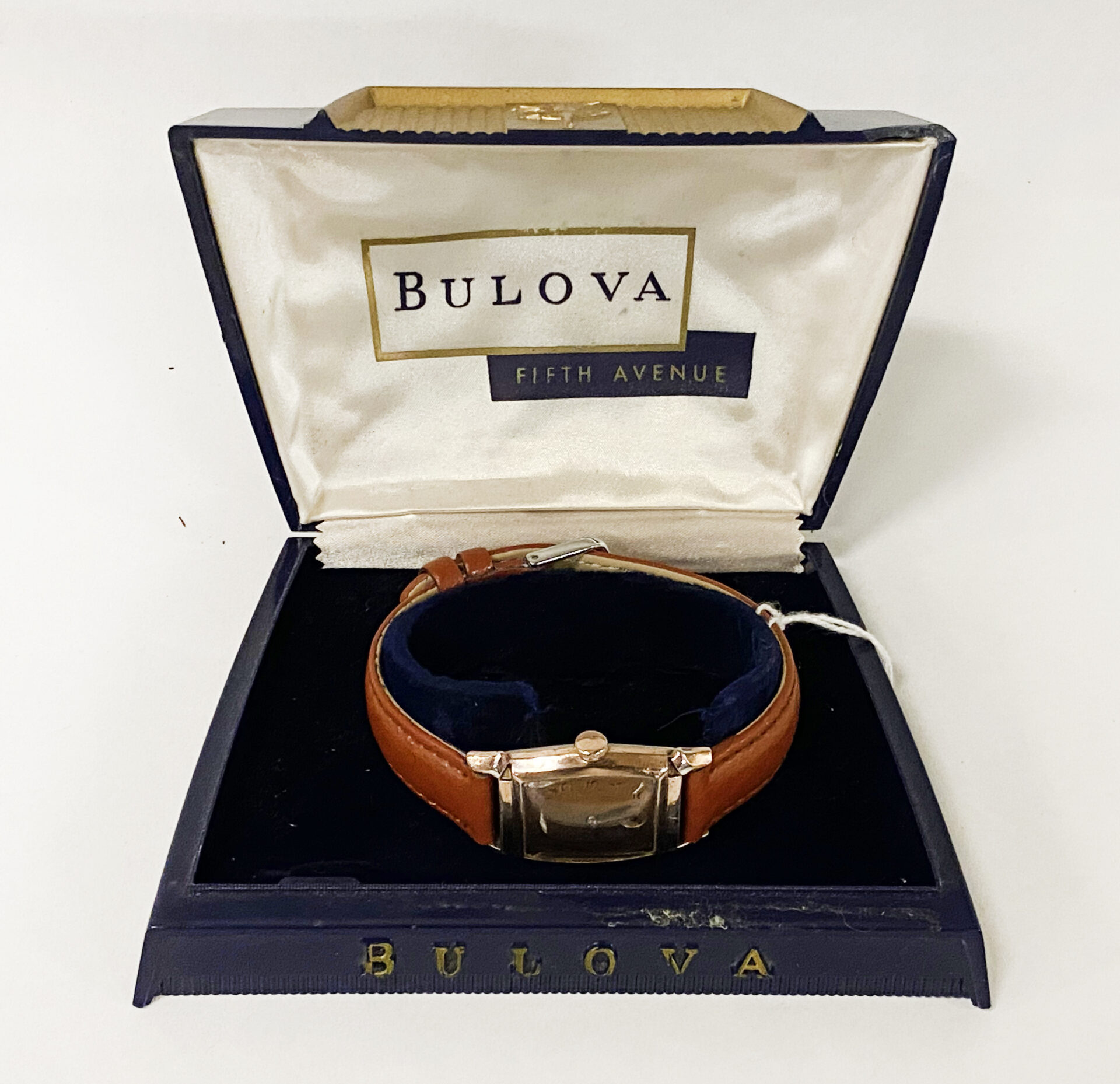 BULOVA GOLD PLATED WATCH WITH LEATHER STRAP IN ORIGINAL BOX - Southgate ...