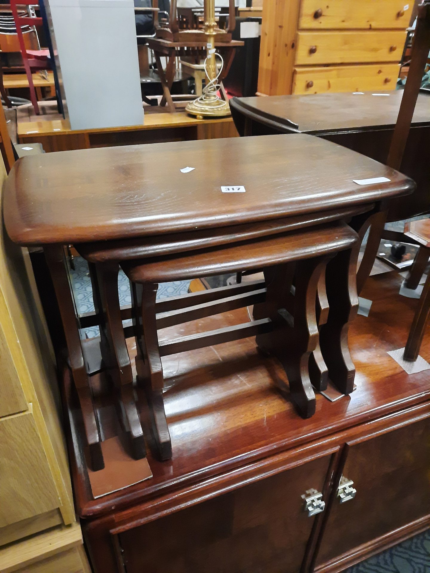 DARK WOOD ERCOL NEST OF TABLES Southgate Auction Rooms
