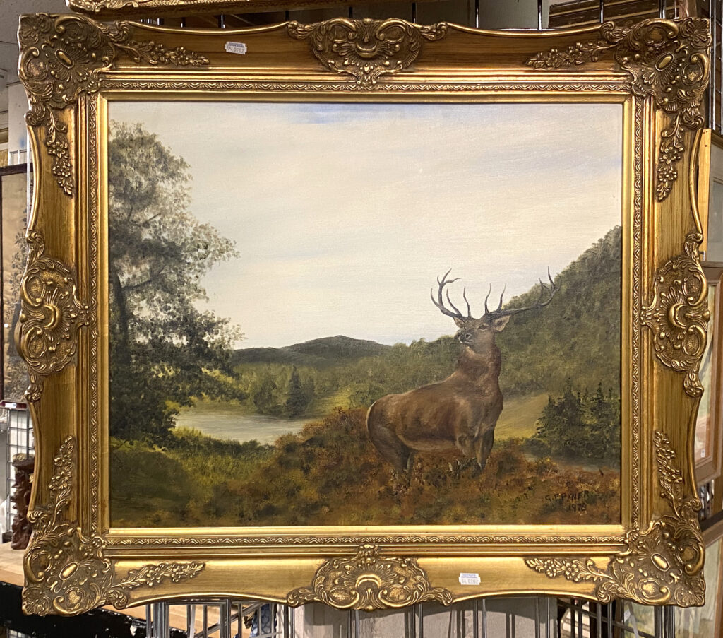 OIL ON CANVAS ''DEER AT THE AUTUMN FOREST'' SIGNED BY THE ARTIST 49 ...