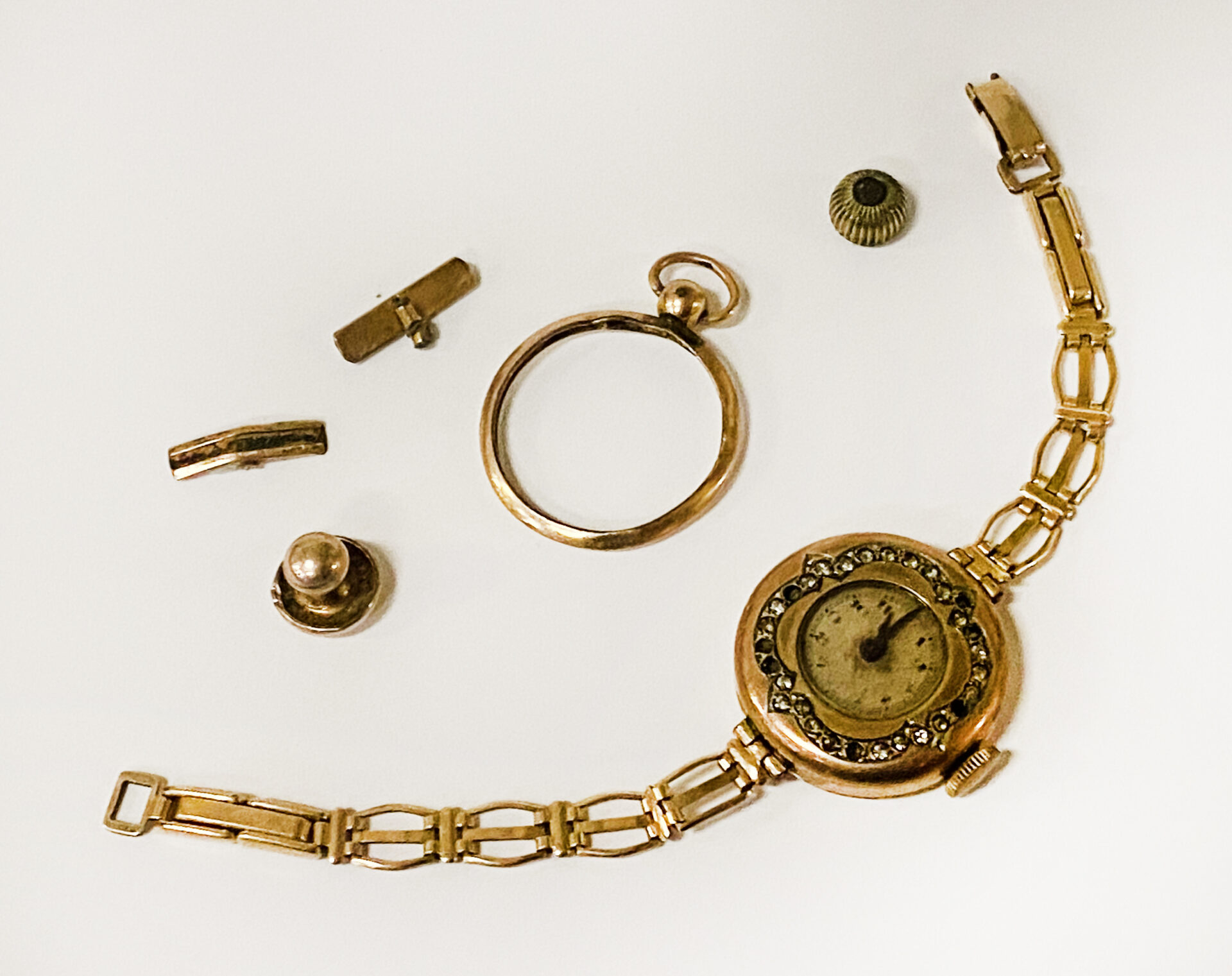 GOLD PLATED COCKTAIL WATCH & GOLD PLATED ITEMS - Southgate Auction Rooms