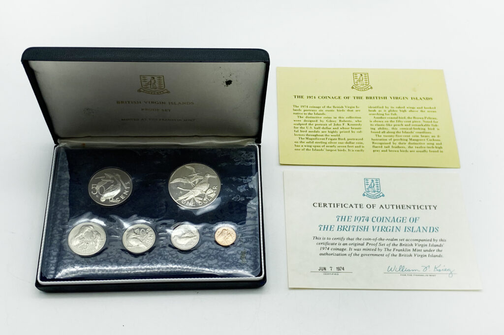 BRITISH VIRGIN ISLANDS 1974 SILVER PROOF SET WITH A CUPRO-NICKEL